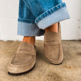 Birkenstock Naples Wrapped Suede Leather Clog - Taupe - Lace and Grace Boutique