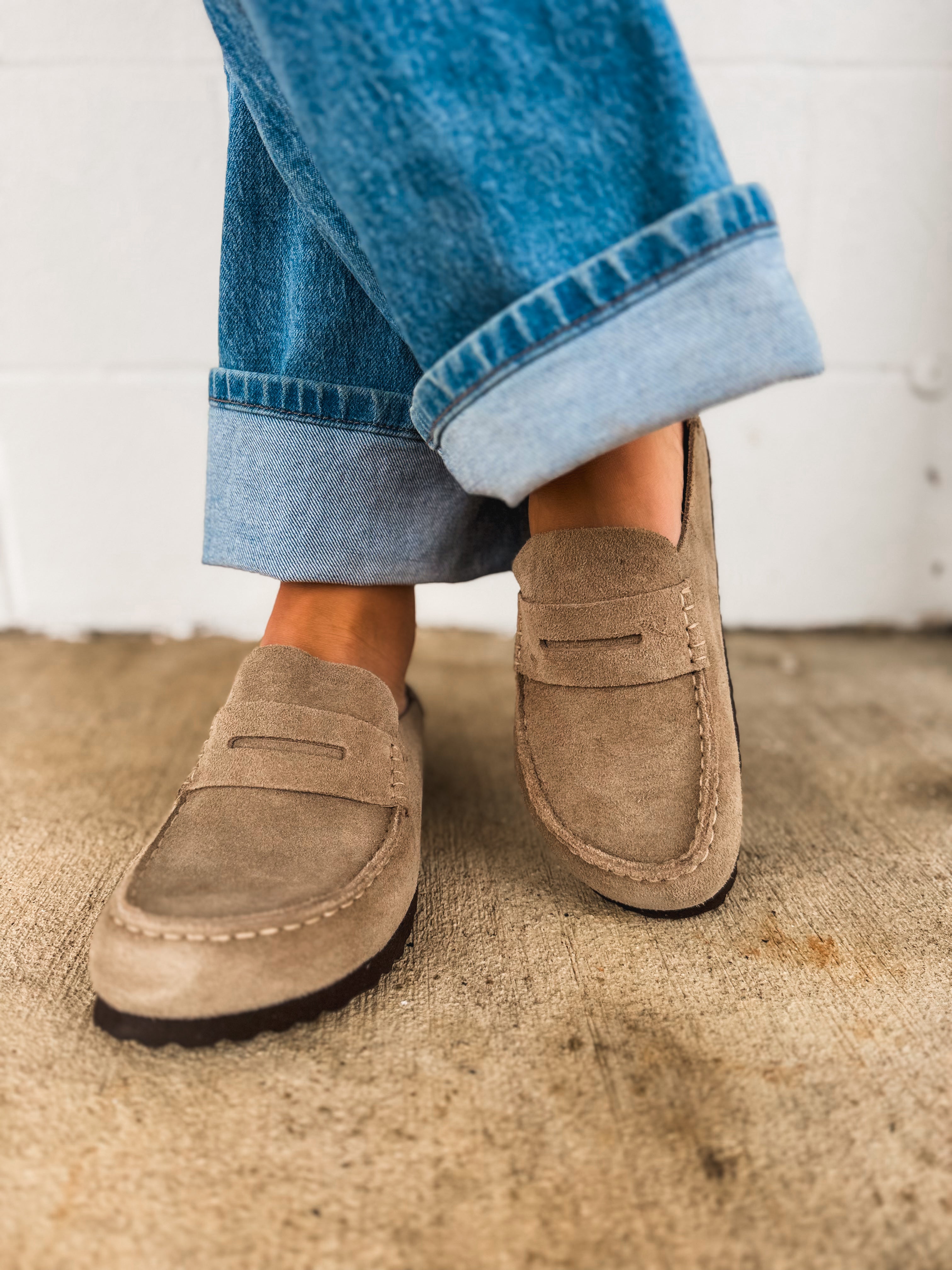 Birkenstock Naples Wrapped Suede Leather Clog - Taupe - Lace and Grace Boutique