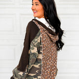 POL Floral & Camo Contrast Thermal Hooded Knit Top - Black