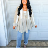 POL Ruffle Detail Mixed Stripe Linen Blouse - Mocha Multi - Lace and Grace Boutique