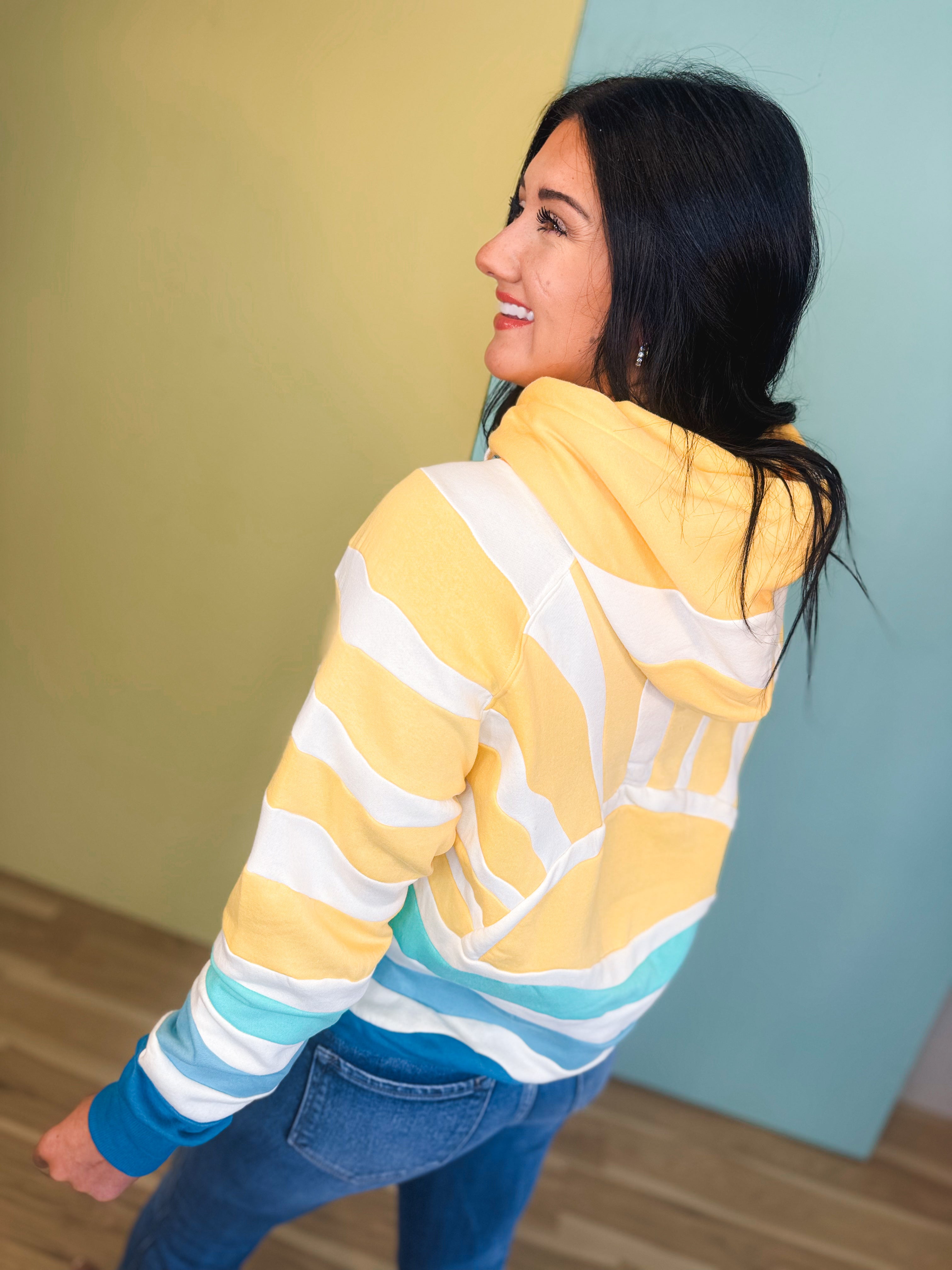 Simply Southern Patchwork Hoodie - Yellow Sun - Lace and Grace Boutique