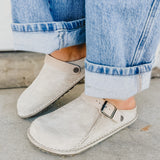 Birkenstock Lutry Premium Suede Clog - Oyster