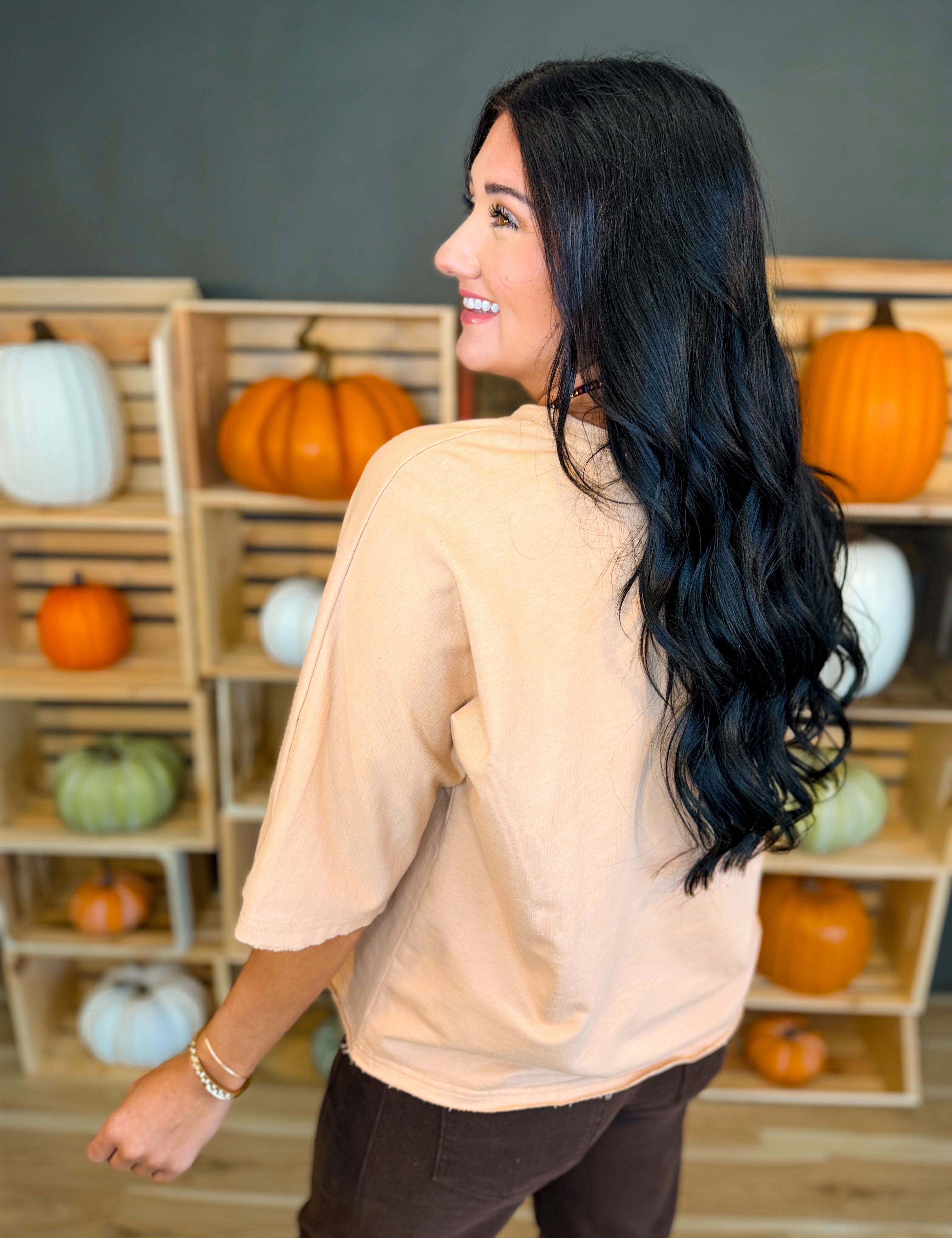 Patchwork Mallard Duck Dolman Sleeve Top - Latte - Lace and Grace Boutique