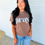 Pray Puff Lettered Graphic Tee - Espresso