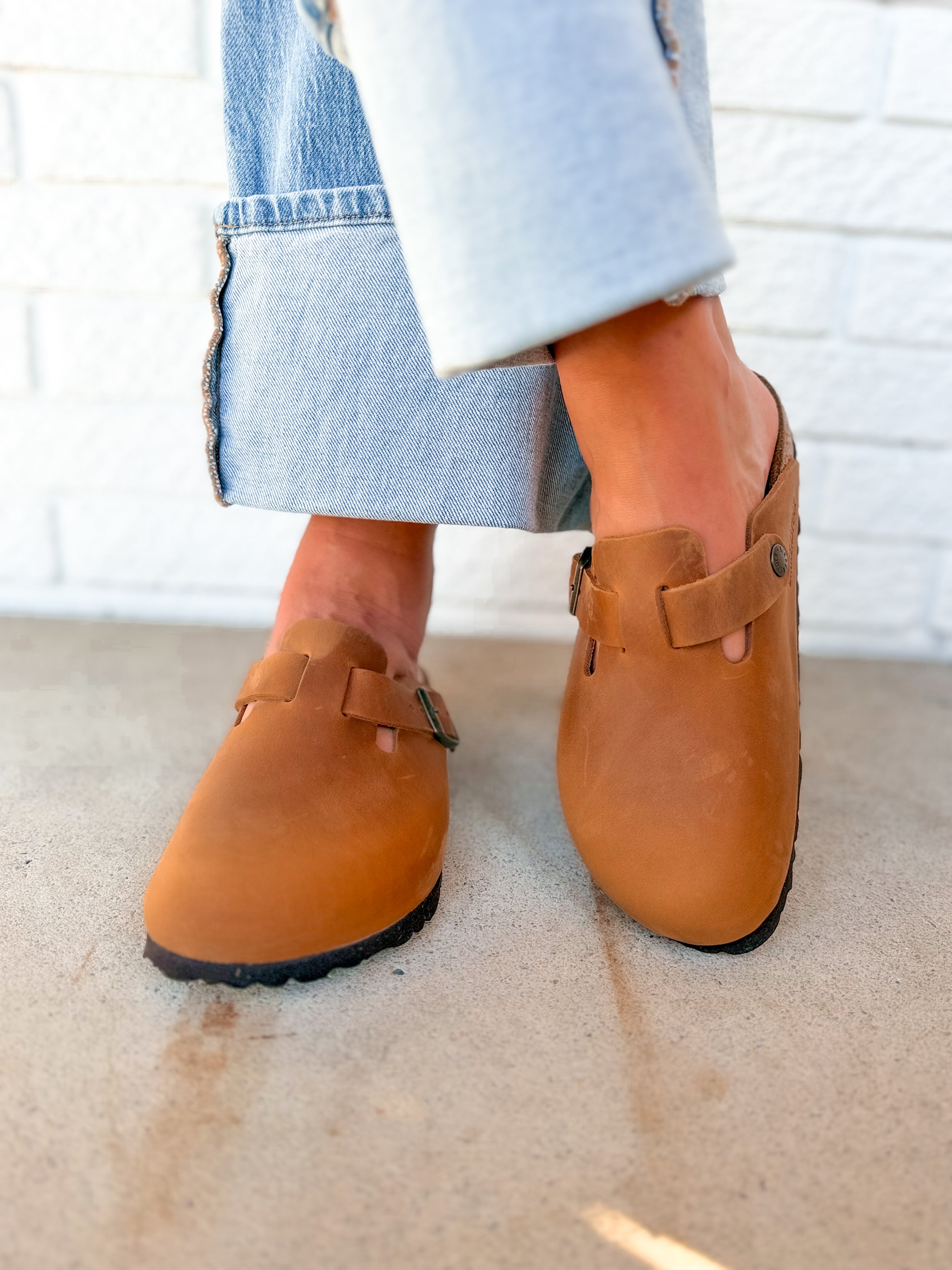 Birkenstock Boston Oiled Leather Clog - Cognac - Lace and Grace Boutique