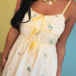 Triple Bow Floral Midi Dress - Butter - Lace and Grace Boutique