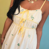 Triple Bow Floral Midi Dress - Butter - Lace and Grace Boutique