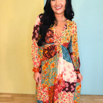 Mon Cheri Pleated Cutout Midi Dress - Floral Garden - Lace and Grace Boutique