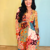 Mon Cheri Pleated Cutout Midi Dress - Floral Garden - Lace and Grace Boutique