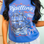 Spilling The Tea Graphic Tee - Flo Blue - Lace and Grace Boutique