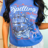 Spilling The Tea Graphic Tee - Flo Blue - Lace and Grace Boutique