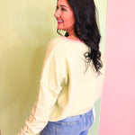 Contrast Edge Boat Neck Sweater - Matcha/Melon - Lace and Grace Boutique