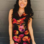 Golden Haze Twisted Strap Maxi Dress - Nightfall Bloom - Lace and Grace Boutique