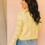 Front Tie Knit Detail Sweater Cardigan - Light Yellow - Lace and Grace Boutique