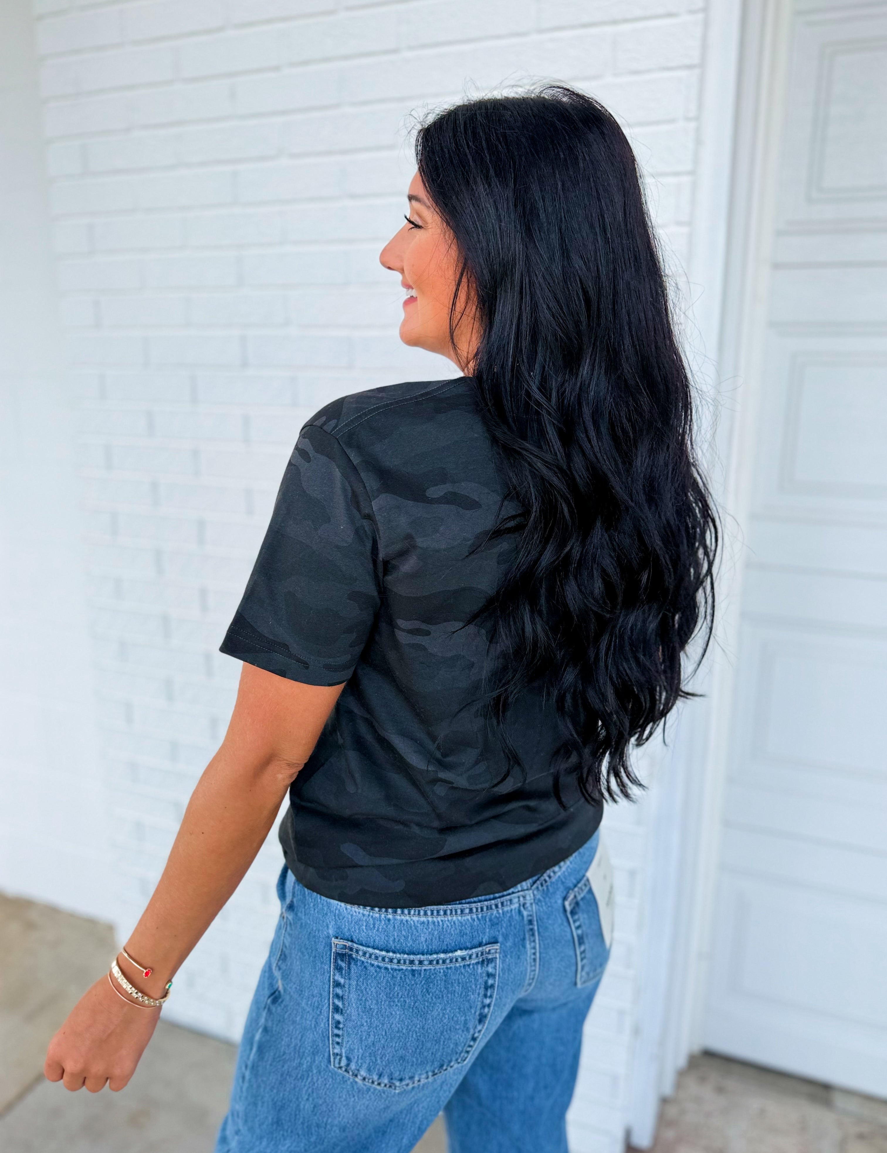 Game Dey Camo Graphic Tee - Black - Lace and Grace Boutique