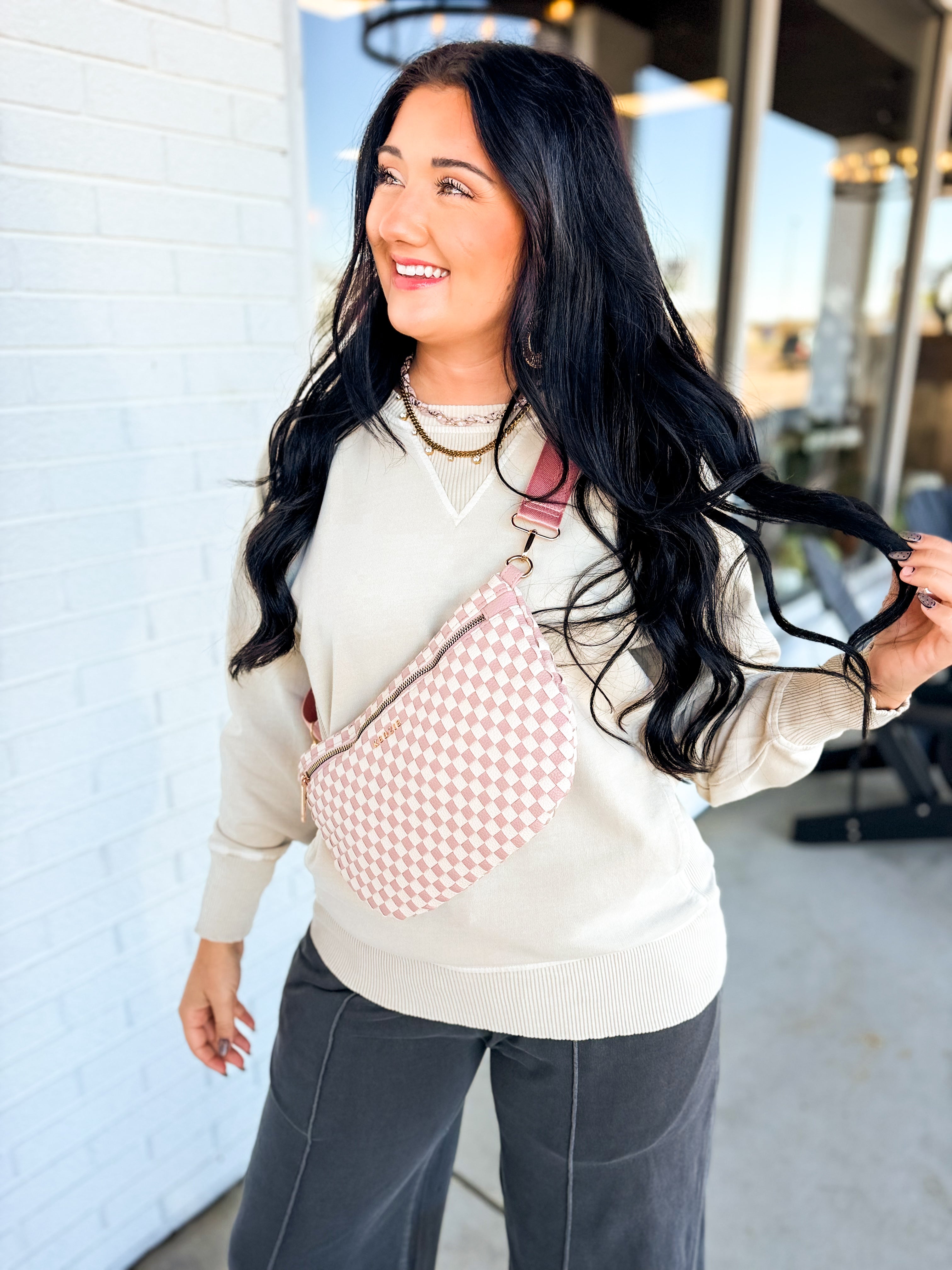 Kedzie Terrace Woven Crossbody - Pink - Lace and Grace Boutique