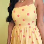 Polka Dot Woven Midi Dress - Light Yellow - Lace and Grace Boutique