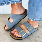 Birkenstock Arizona Oiled Leather Sandal - Basalt Gray - Lace and Grace Boutique