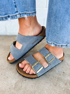 Birkenstock Arizona Oiled Leather Sandal - Basalt Gray - Lace and Grace Boutique