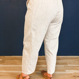 Striped Drawstring Pants - Natural