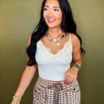 Lace Detail V-Neck Cami Tank Top - Cream - Lace and Grace Boutique