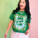 Feelin' Lucky Horseshoe Graphic Tee - Kelly Green - Lace and Grace Boutique