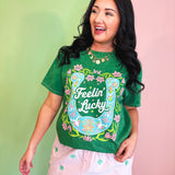 Feelin' Lucky Horseshoe Graphic Tee - Kelly Green - Lace and Grace Boutique