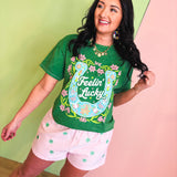 Feelin' Lucky Horseshoe Graphic Tee - Kelly Green - Lace and Grace Boutique