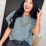 Checker Dolman Sleeve Knit Top - Dark Teal - Lace and Grace Boutique