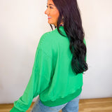 Striped Drop Shoulder Sweatshirt - Lime/Green