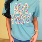 Let Them Floral Letters Graphic Tee - Seafoam - Lace and Grace Boutique