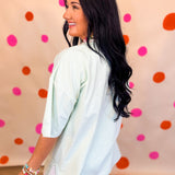 Oversized Striped Knit Top - Mint/White