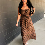Everyday Muse Polka Dot Maxi Dress - Brown/Black