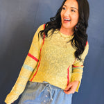 Multicolor Striped Lightweight Sweater - Butter/Papaya - Lace and Grace Boutique