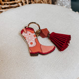 Western Wooden Cowboy Boot Keychain - Lace and Grace Boutique