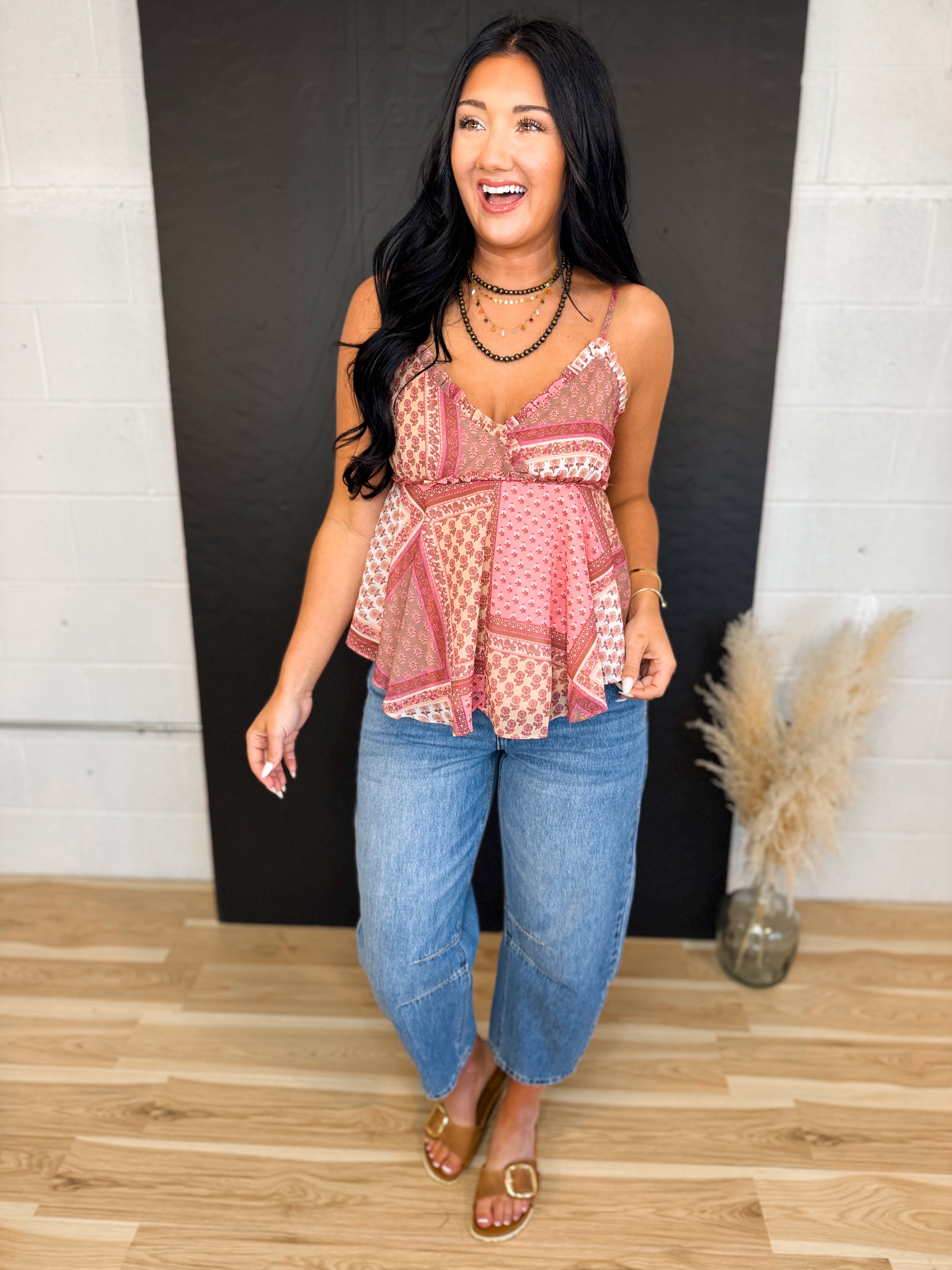 Hidden Crop Barrel Jean - Medium Dark - Lace and Grace Boutique