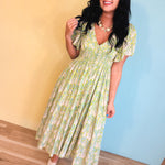 Smocked Waist Button Down Floral Maxi Dress - Fern - Lace and Grace Boutique