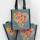 Natural Life Small Happy Bags, Set of 3 - Teal Heart