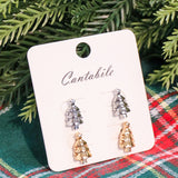 Gold and silver set of 2 tree stud earrings.