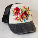 Natural Life Needlepoint Trucker Hat - Flower - Lace and Grace Boutique