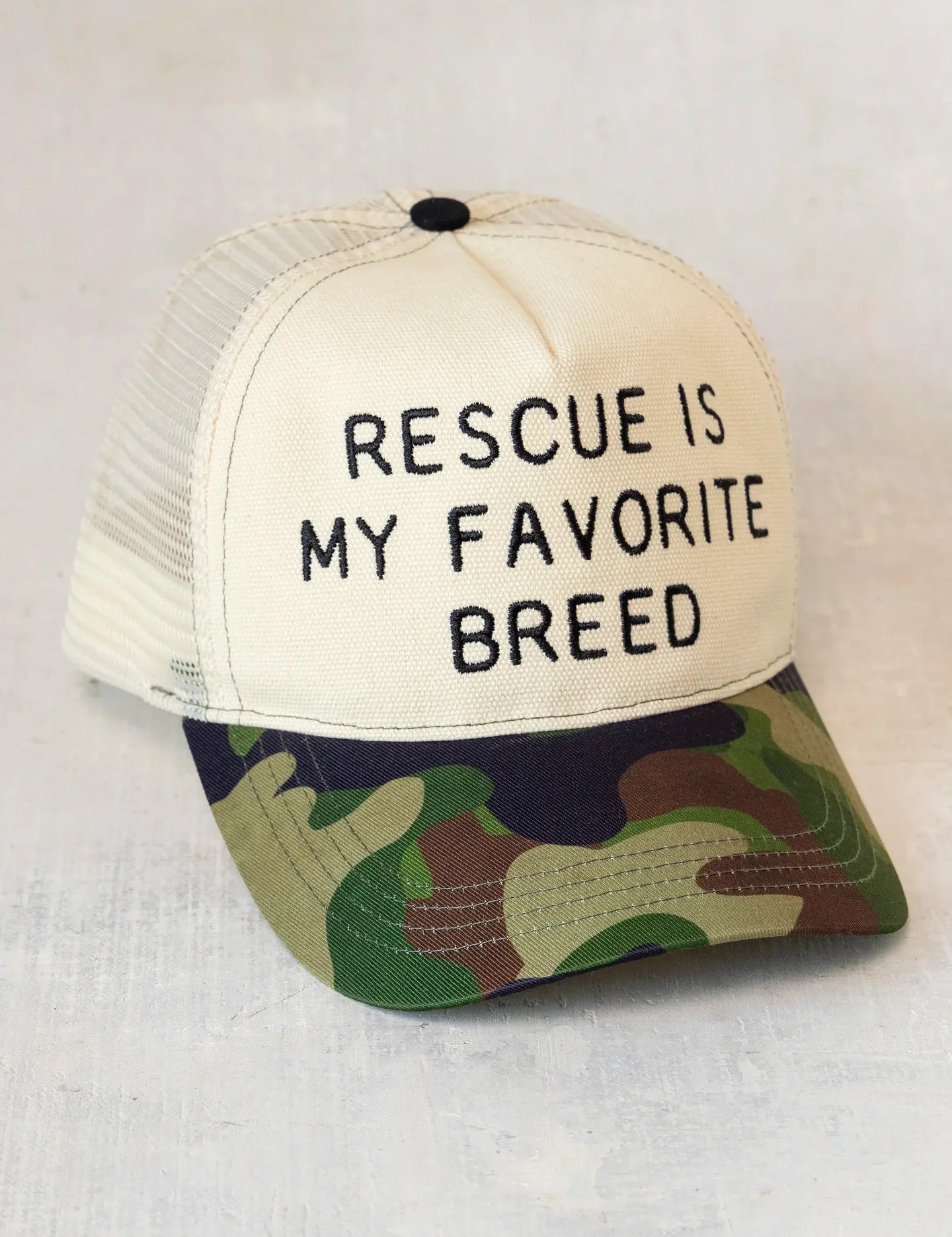 Natural Life Embroidered Trucker Hat - Rescue - Lace and Grace Boutique