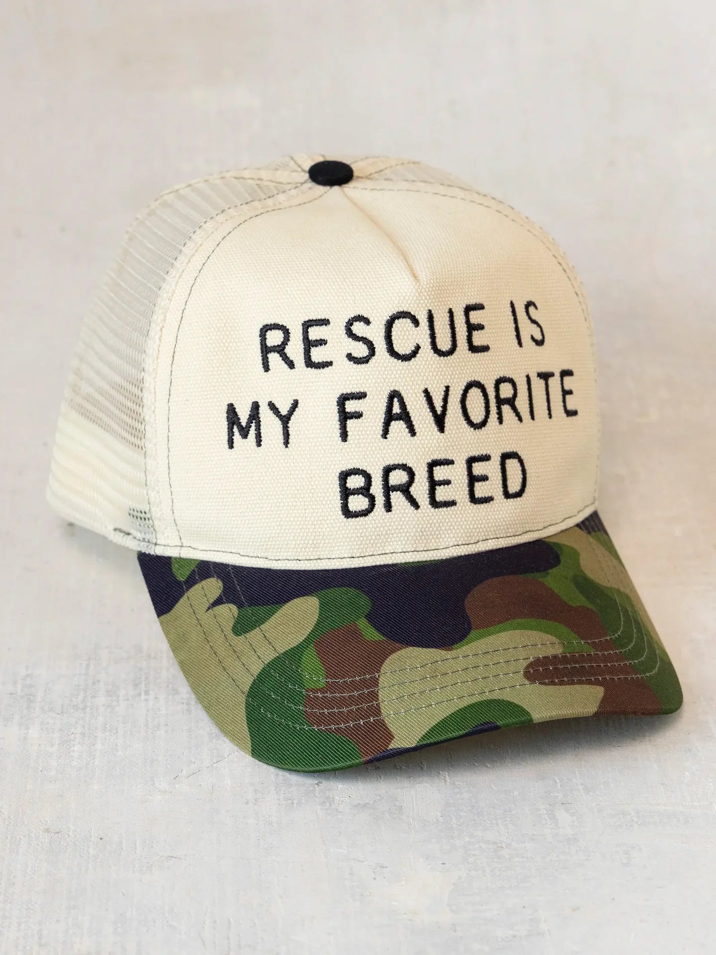 Natural Life Embroidered Trucker Hat - Rescue - Lace and Grace Boutique