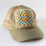Natural Life Granny Square Trucker Hat - Green