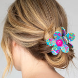 Natural Life Daisy Flower Hair Clip - Neon Turquoise