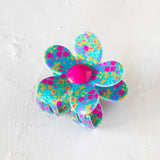 Natural Life Daisy Flower Hair Clip - Neon Turquoise