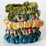 Natural Life Velvet Scrunchies, Set of 5 - Olive - Lace and Grace Boutique