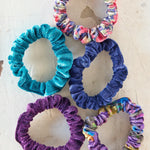 Natural Life Velvet Scrunchies, Set of 5 - Blue - Lace and Grace Boutique