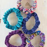 Natural Life Velvet Scrunchies, Set of 5 - Blue - Lace and Grace Boutique