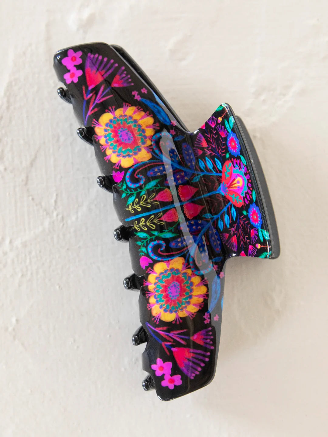 Natural Life Everyday Claw Clip - Black Folk Flower - Lace and Grace Boutique