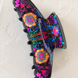 Natural Life Everyday Claw Clip - Black Folk Flower - Lace and Grace Boutique